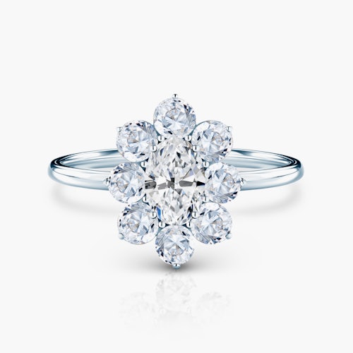 Pierścionek zaręczynowy SAVICKI: białe złoto, białe szafiry